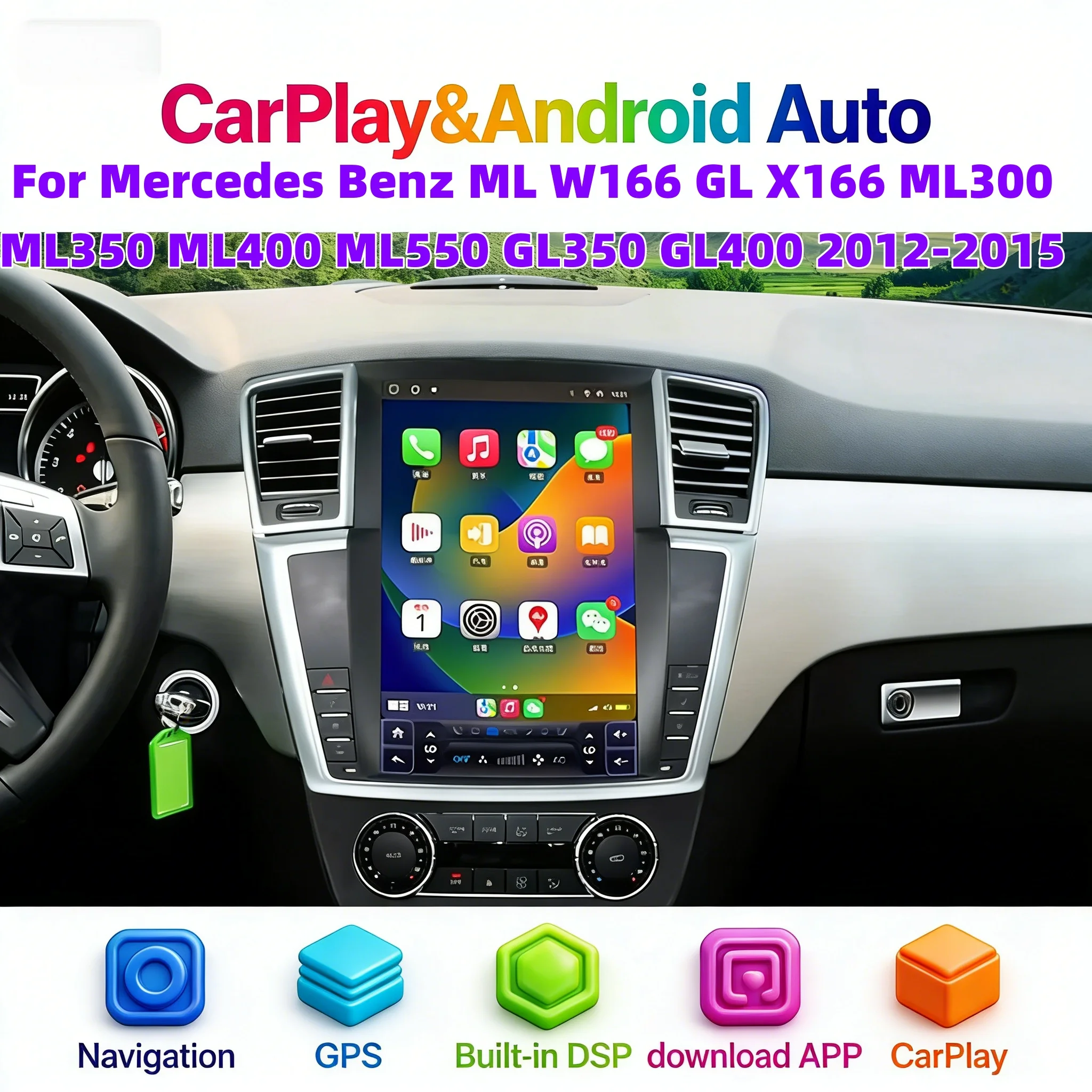 

Автомобильный мультимедийный плеер Android 13, для Mercedes Benz ML GL W166 X166 2012-2015, беспроводной Carplay, авторадио, Bluetooth-навигация