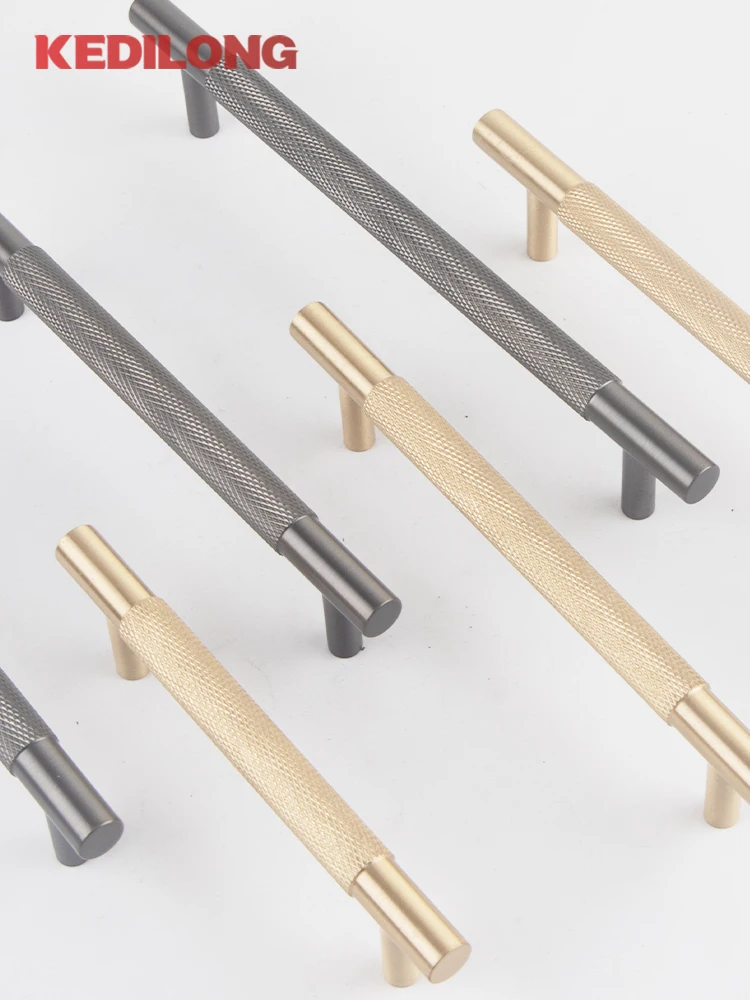 KEDLO الصلبة النحاس ضوء الفاخرة التخريش مقبض كابينة خزانة المطبخ درج مقبض Gunmetal سحب