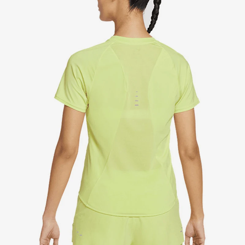 Nike genuine new women's fluorescent yellow light green running training short sleeved T-shirt HM9699-736