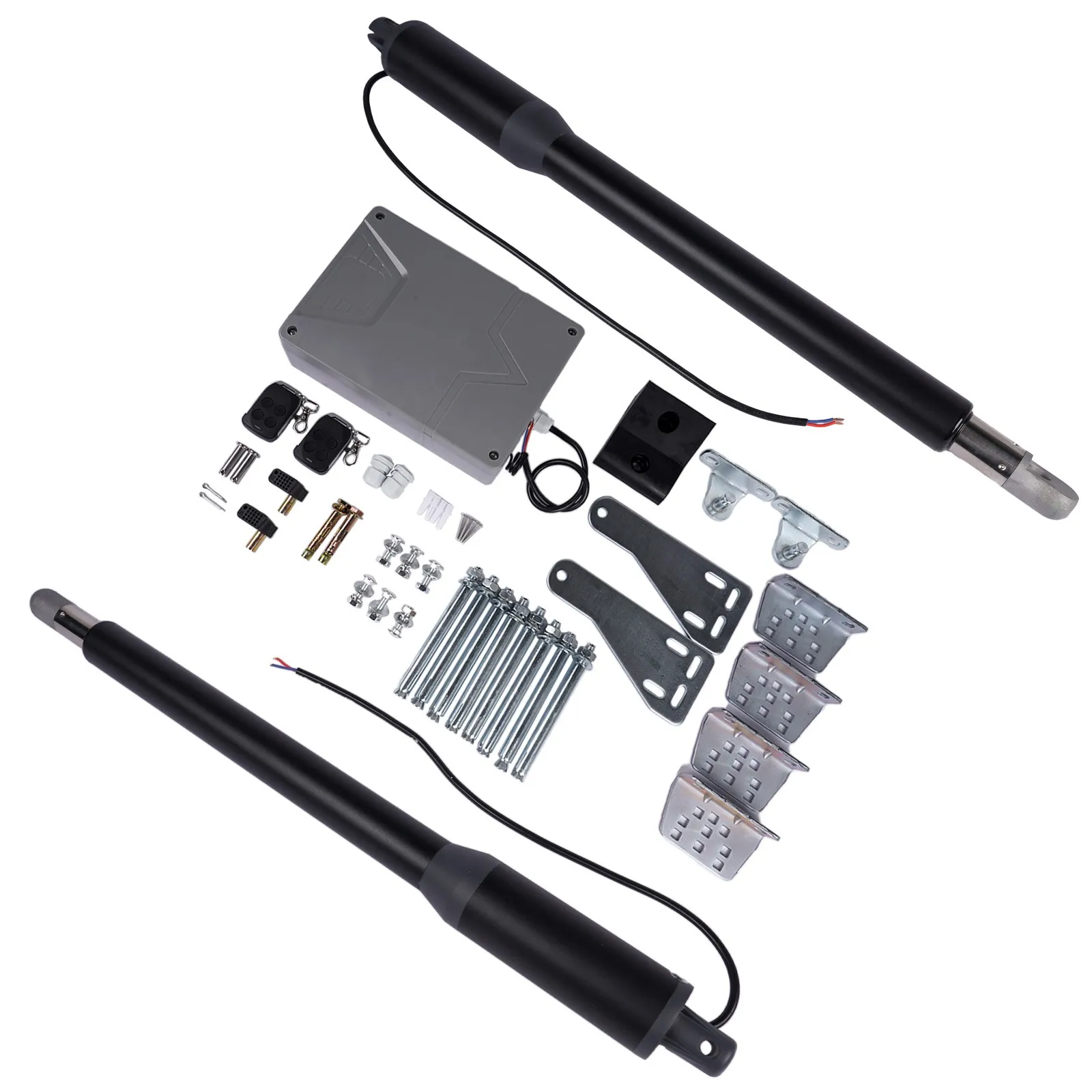 AP02 Tool Parts Automatic Dual Swing Gate Opener Kit w/Remote Control Up to 330lbs per Arm Black