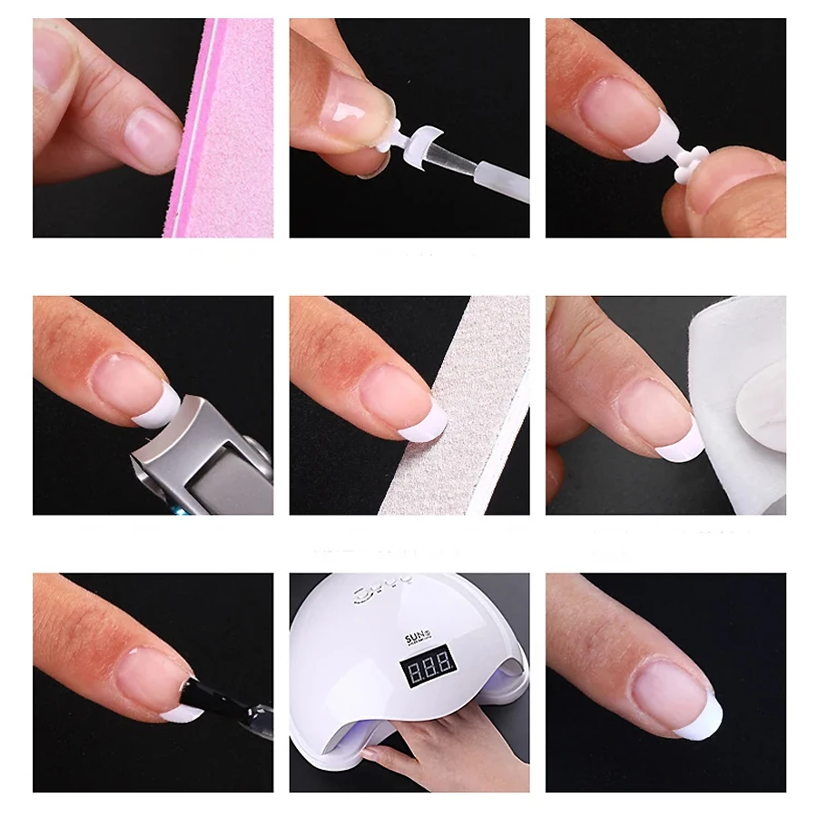 100 Stück kurze französische Nagelspitzen, halb gut abdeckende falsche Spitzen zum Aufdrücken der Nägel für die Maniküre-Dekoration – Detail 2