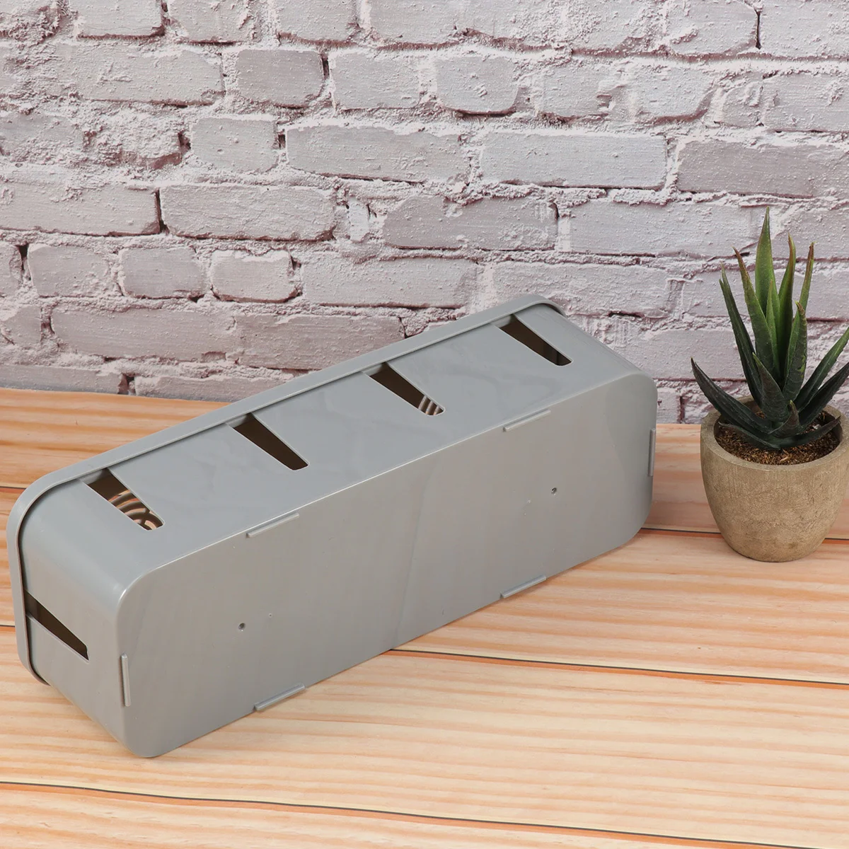 

Power Cord Storage Box Grey Cable Wire Organizer For Home Office Desk, Plug Socket Safety Box, Power Strip Storage Solution