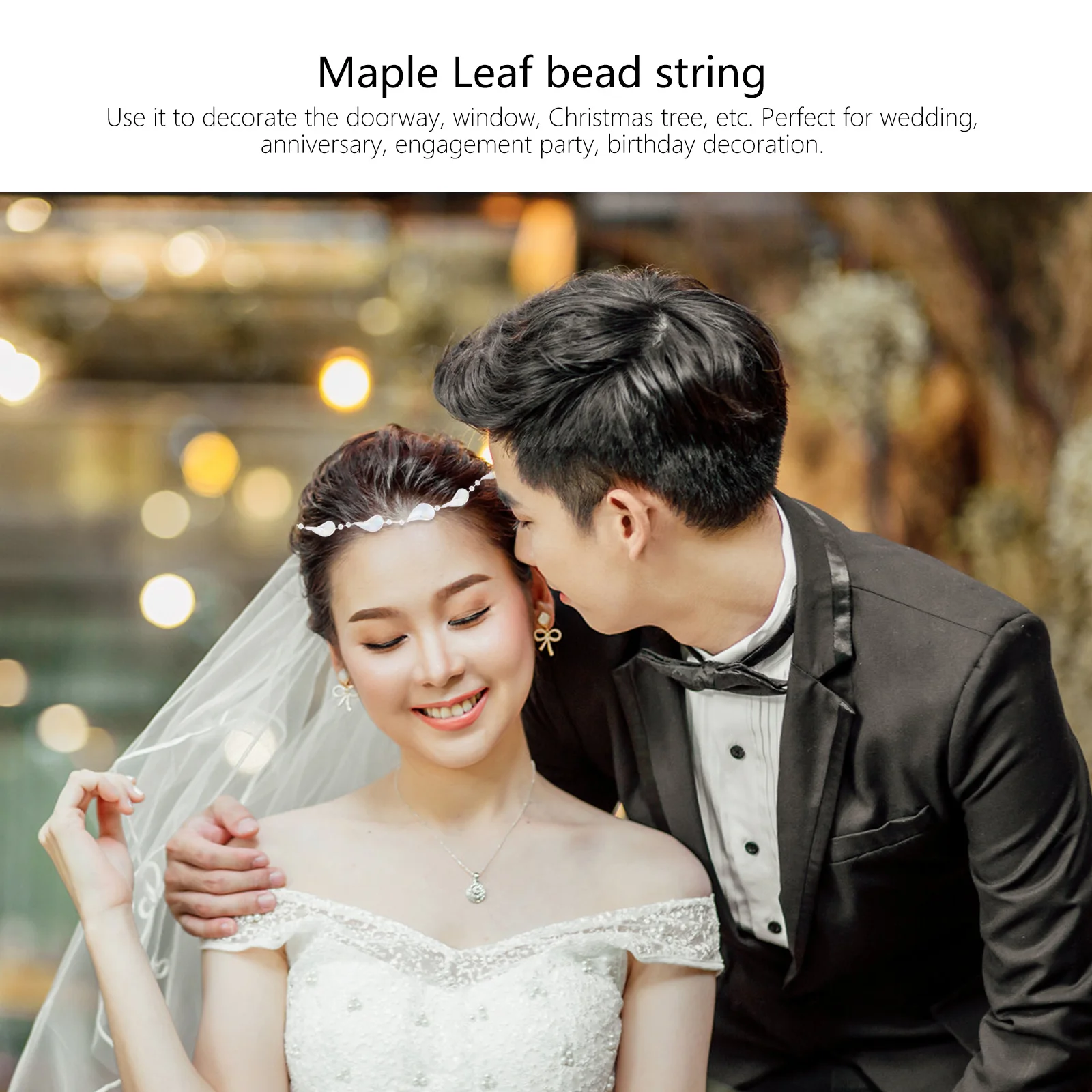 

10 Meter Clear Acrylic Bead Chain Crystal String Decoration Maple Leaf Shape Curtain Trim for Holiday Wedding Events