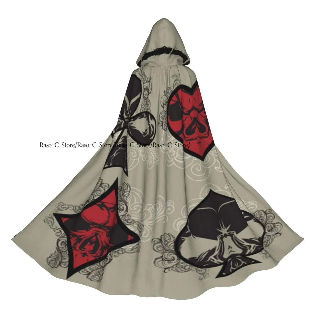 

Long Cape Cloak Card Suits In Style Skulls Hooded Cloak Coat Autumn Hoodies