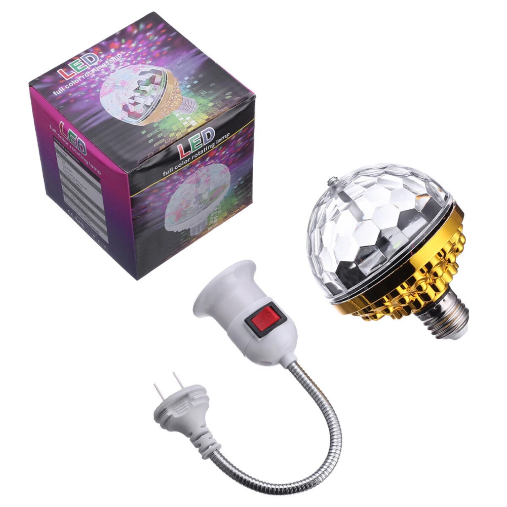 Colorful Magic Ball Lamps With Holder 360 Degrees Automatic Rotating Light Bulb For House Disco Party Lighting Accessories