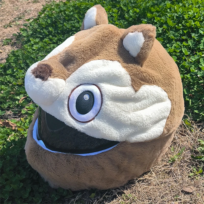 Helmet Protection Headgear Cover Cartoon Fluffy Plush Set For Motorcycle Full-Face Case For Outdoor Fun Personalized Helmets