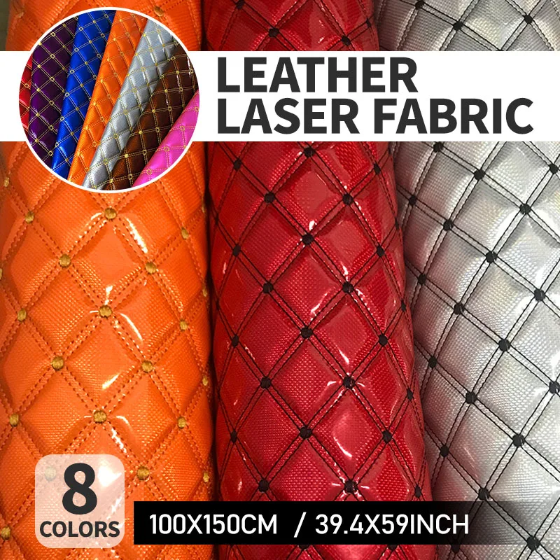 Laser Artificial PU Leather Fabric Thick Quilted For Upholstery Car Ceiling Car Floor Background Decor Embroidered Faux Leather