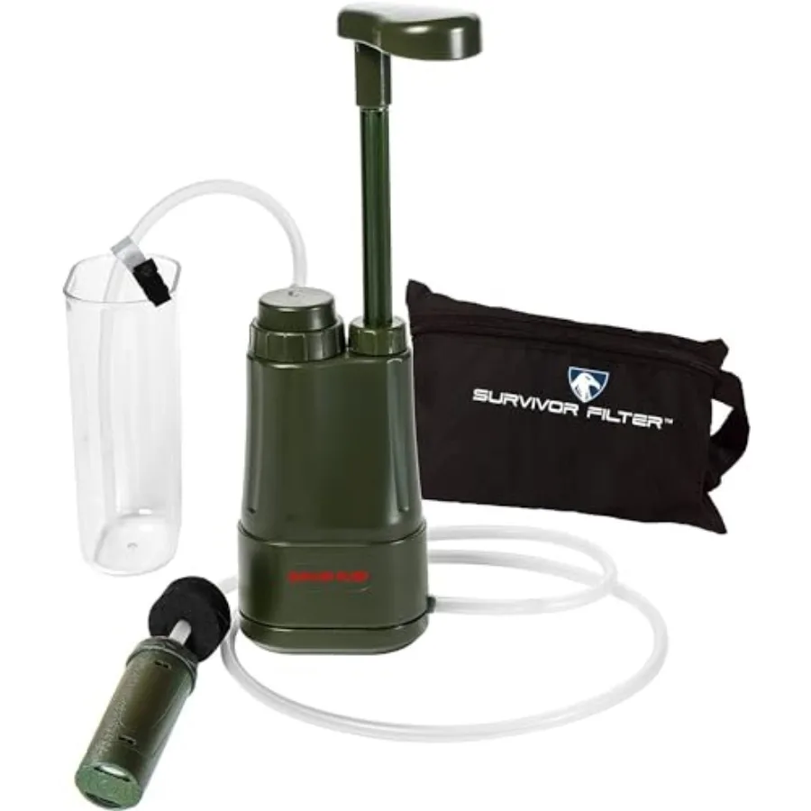 

PRO Hand Pump Camping Water Filtration System Survival Water Purifier with Durable BPA-Free Material in Black for Reliable Outd