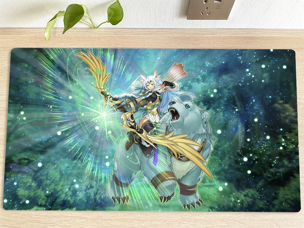 YuGiOh Table Playmat Apollousa, Bow of the Goddess TCG CCG Mat Trading Card Game Mat Mouse Pad Desk Gaming Play Mat Free Bag