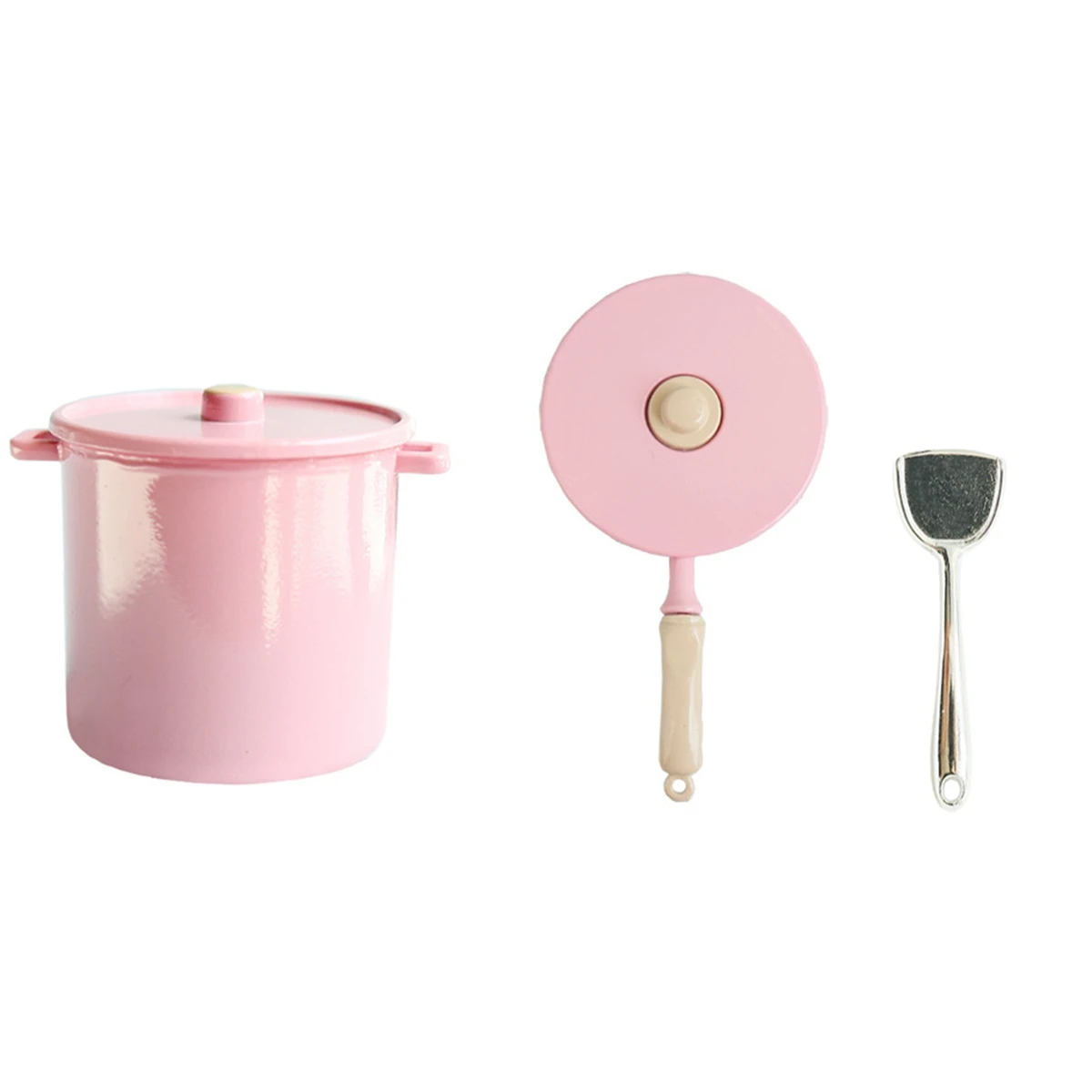 1:6 Miniature Kitchen Utensils Cooking Ware Mini Pot Boiler Pan Doll House Kitchen Accessories, Pink