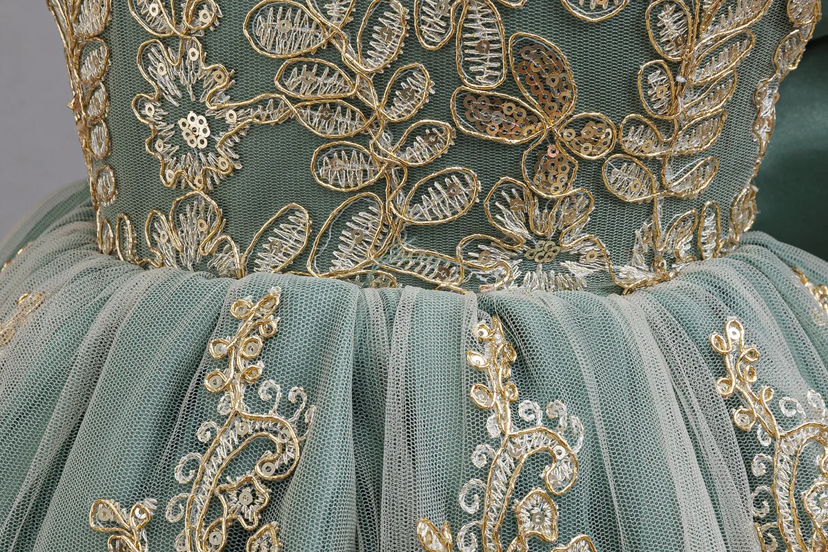 Kleid für Babys und Kleinkinder zum 1. Geburtstag, besticktes Spitzen-Prinzessinnenkleid, Blumenmädchen-Hochzeitskleid, besonderes festliches formelles Kleid für Babys – Detail 10