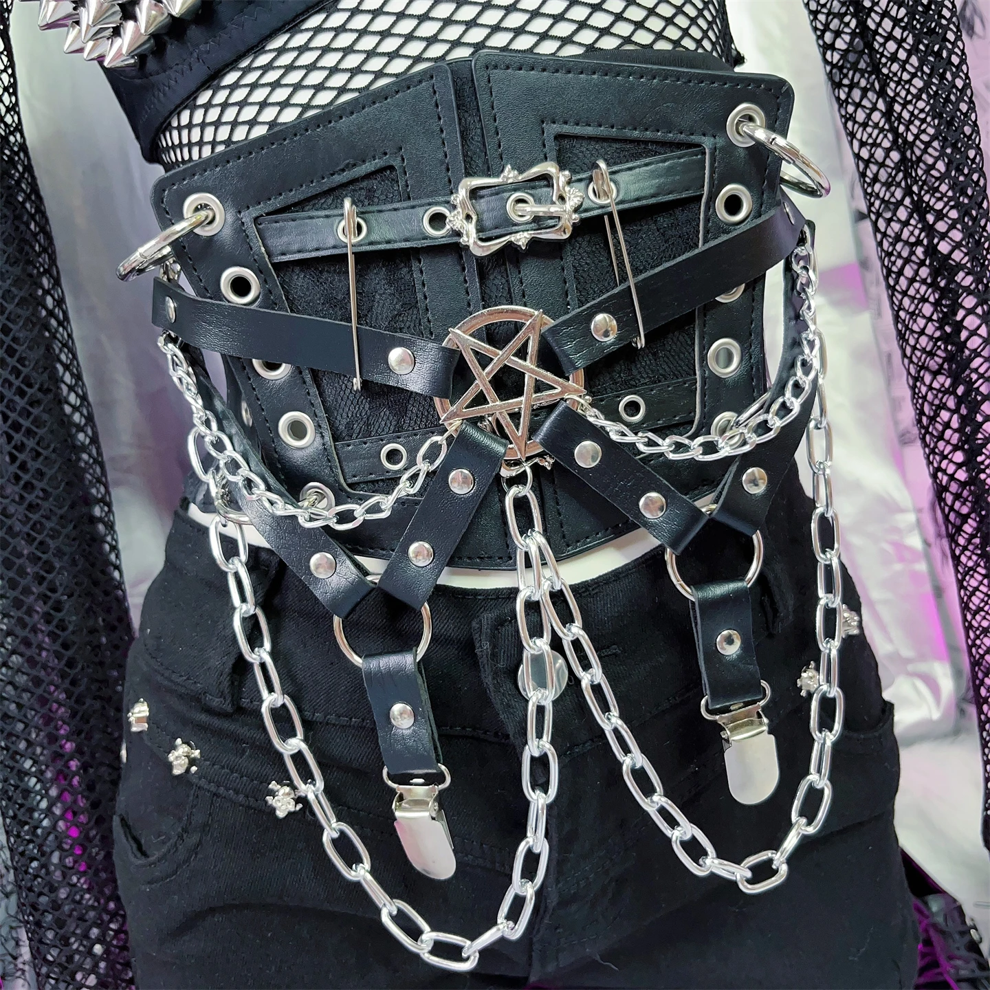 

Европейский и американский поясной ремень в стиле Y2K для миллениалов, с элементами панка, стрит-рока и готики, с цепями, нишевый дизайн