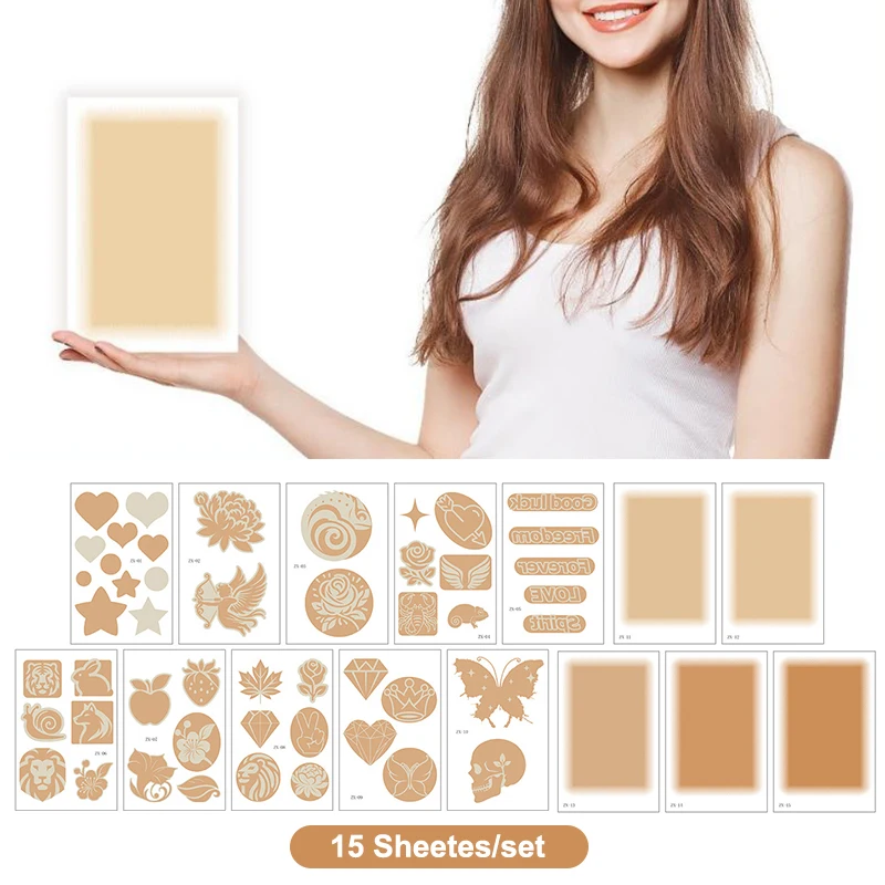 

15 Sheets Tattoo Cover Up Patch Tattoo Masking Tape Ultra Thin Patch For Tattoo Scar And Birthmarks Invisible Waterproof Skin