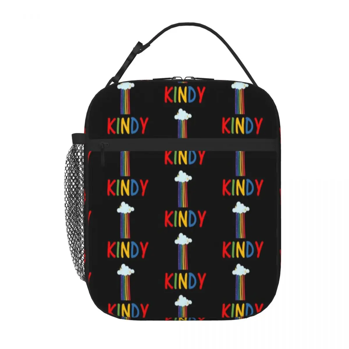 Hot Sale Kindy Rainbow Pouring Rain Insulated Inner Insulated Lunch Pouch After School Snack Nylon Lunch Bag