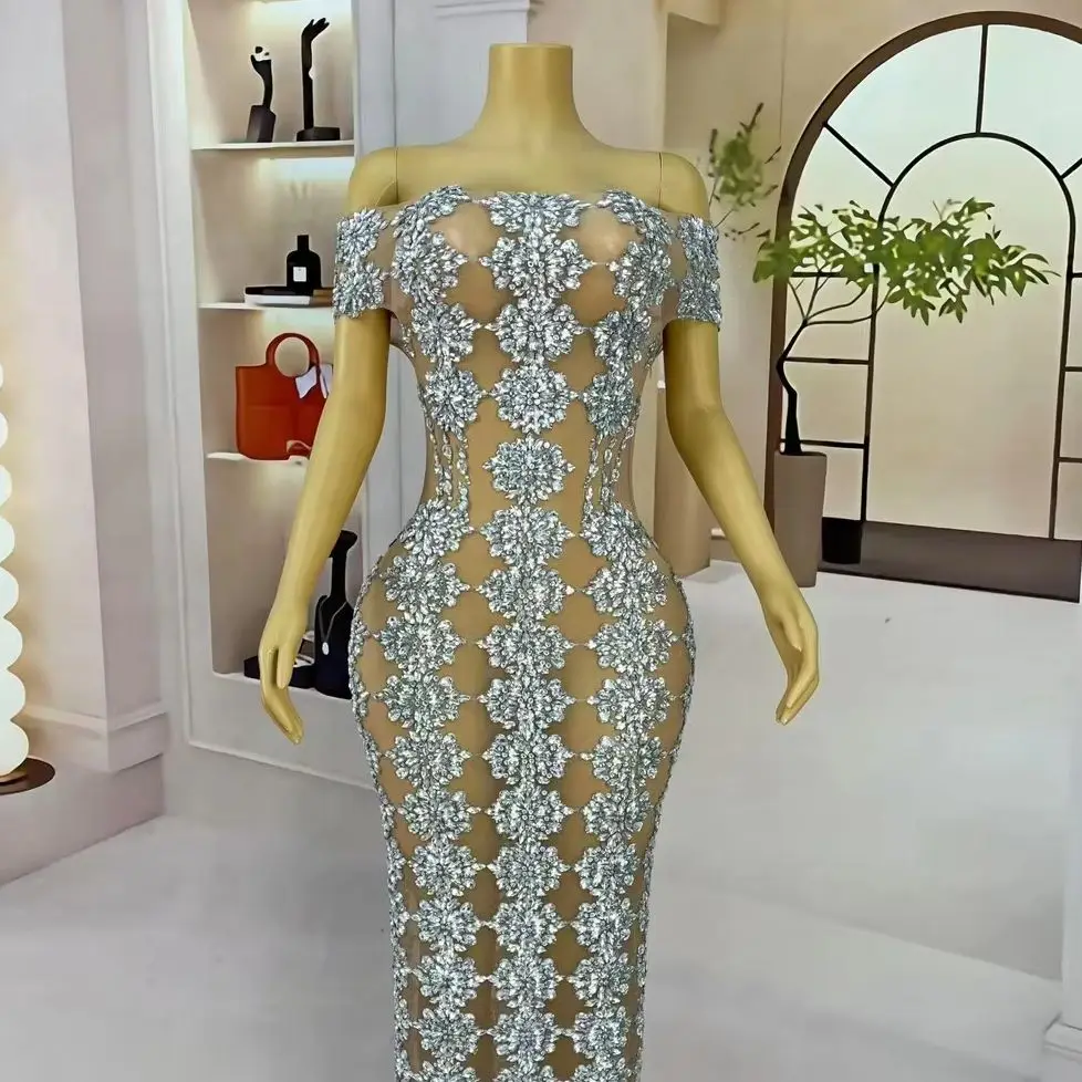 

Yuebing Luxury Crystal Mermaid Prom Dresses Arabic Woman Crystal Backless Evening Party Gown Vestido de Noche Customized Robes
