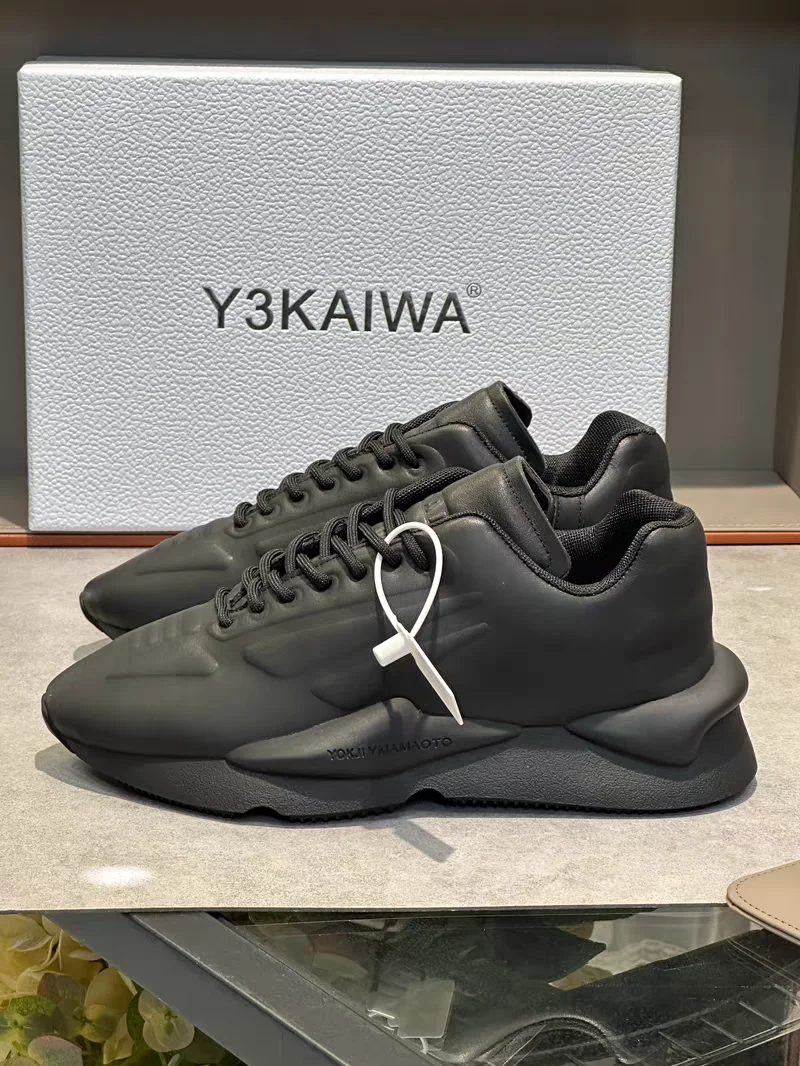 Y3 King Shoe Pure White Mecha Leather Men's Shoe 3D Breathable Bread Shoe Black Samurai Thick Bottom Dad Shoe