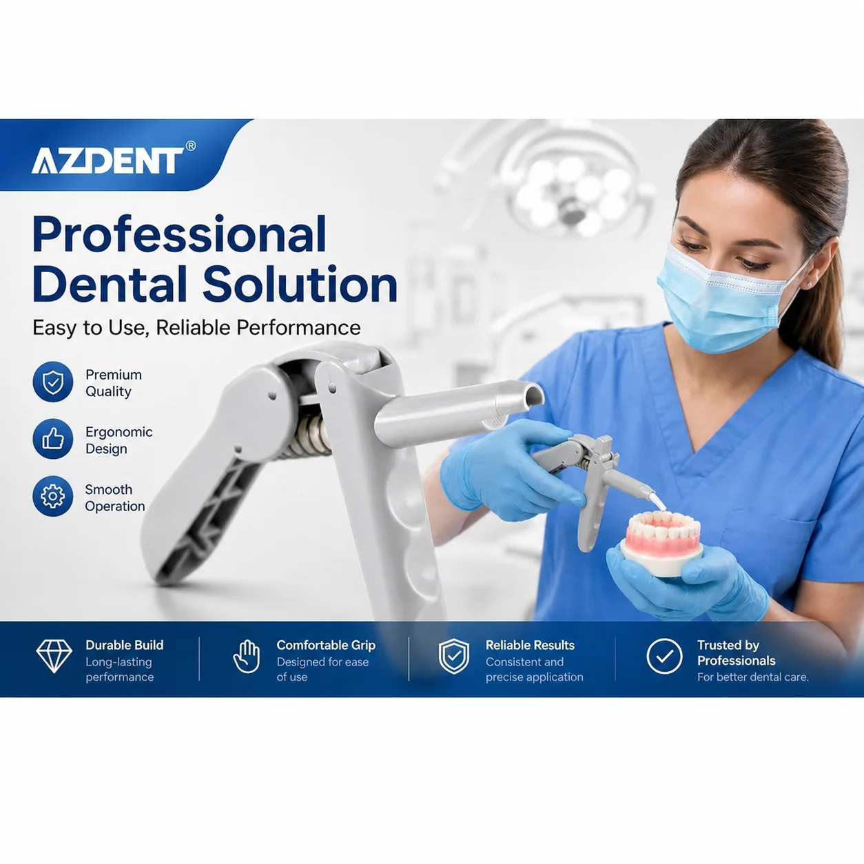 AZDENT Dental Composite Gun Dispenser Resin Applicator for Unidose Compules Professional Filling Tool Autoclavable Clinic Use
