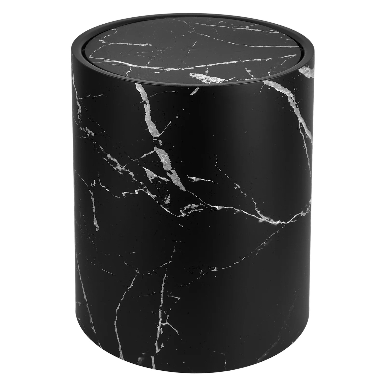 

Imitation Marbling Swing Lid Garbage Can Smooth Interior Deform Resistant Multiuse Home Office Bathroom Kitchen Waste Bin