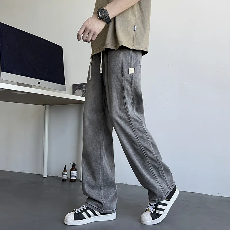 2025 여름 신상 남성 한국판 패션 텐셀 스트레치 리오셀 루즈핏 캐주얼 만능 편안한 단색 청바지