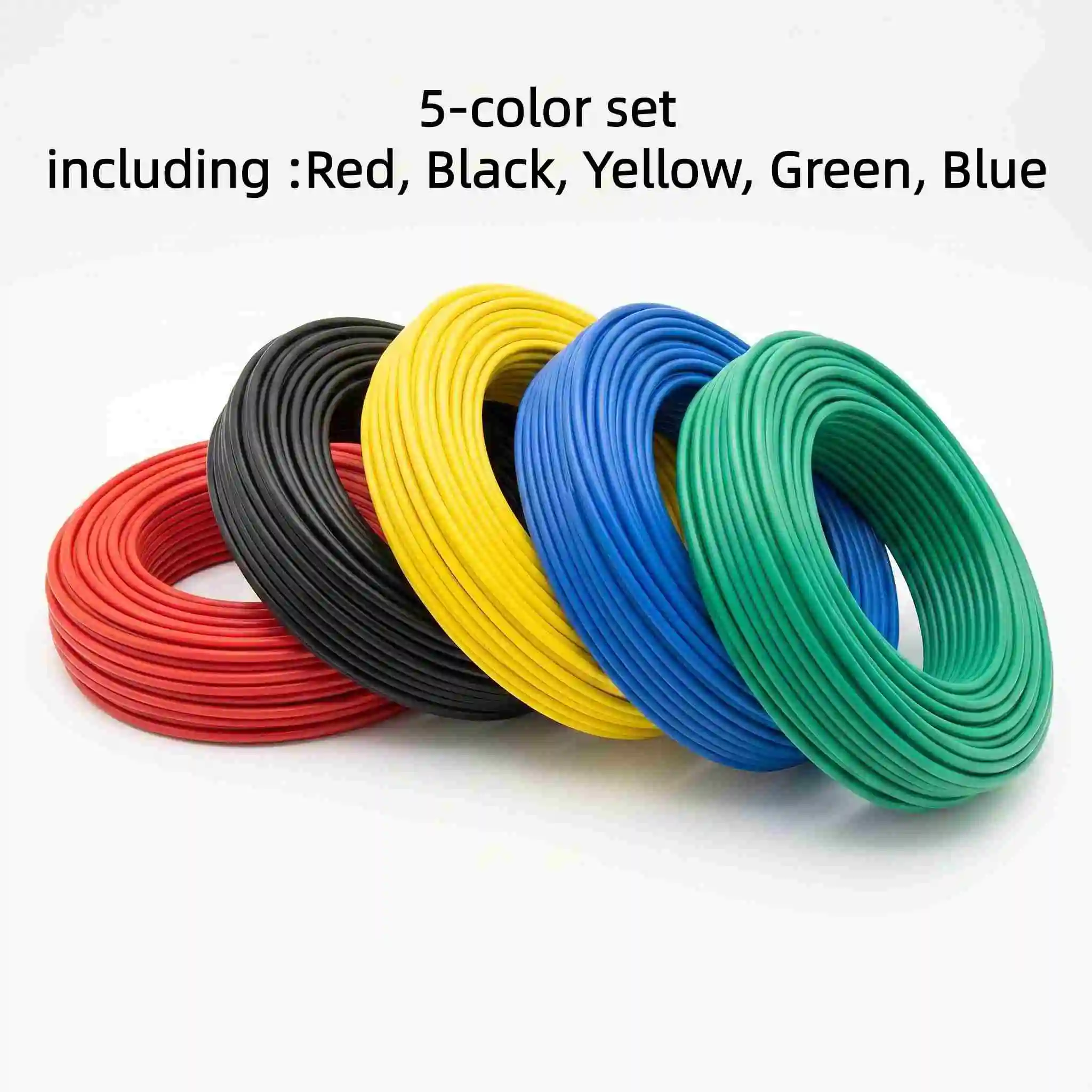 Weicher Silikondraht, 5-Farben-Set, 5 x 1,5 m/5 x 3 m/5 x 5 m, 18/20/22/24/26/28 AWG, Silikonisolierung, mit Zinn beschichteter Kupferdraht – Detail 10