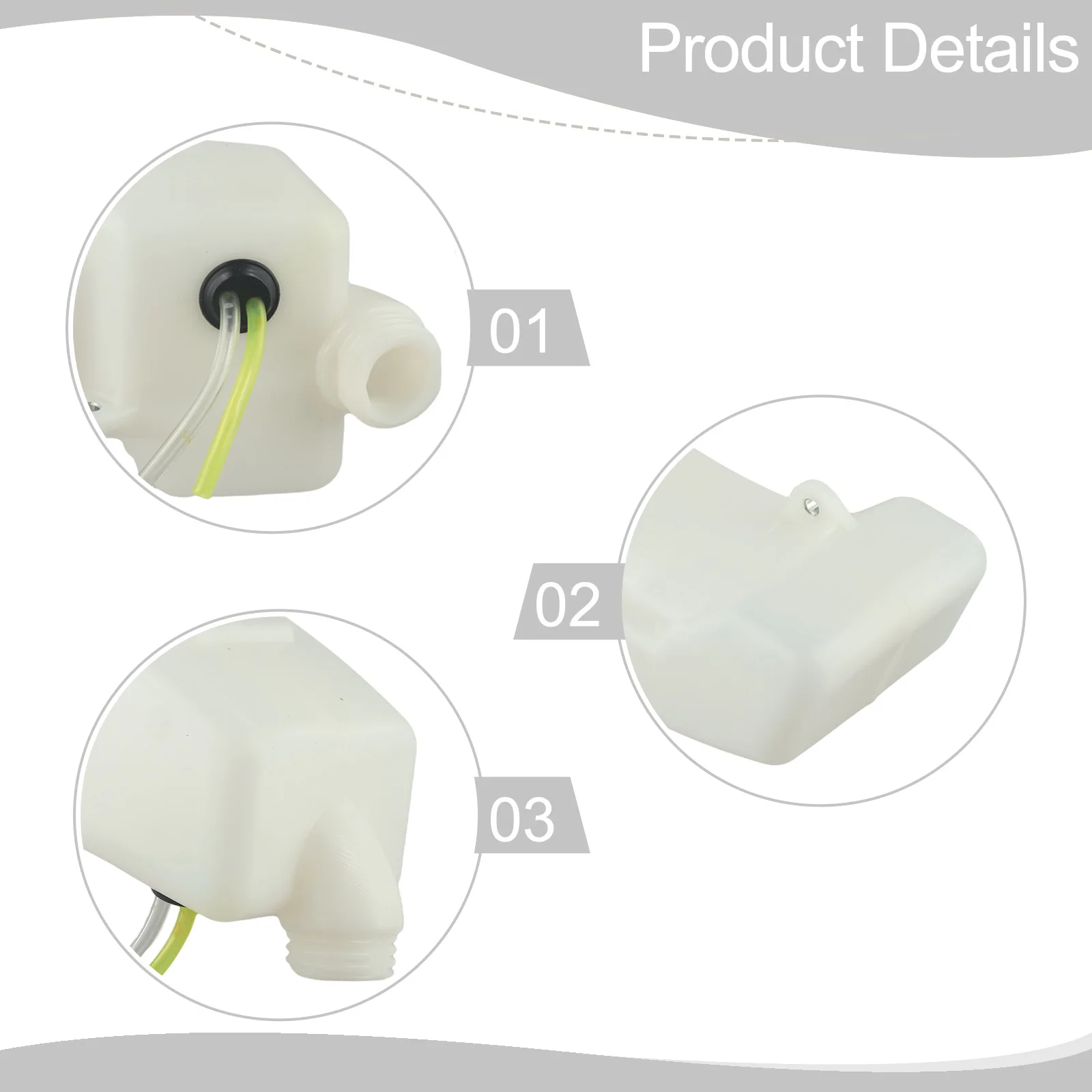 White Petrol Tank for Trimmer Brush Cutter Compatible with 43cc / 49cc / 52cc / 55cc Engines Easy Installation