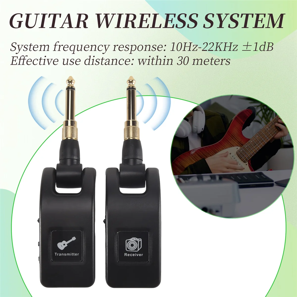 

AA85 Guitar Wireless System Audio Transmitter Receiver USB Rechargeable Wireless System for Electric Guitar Bass