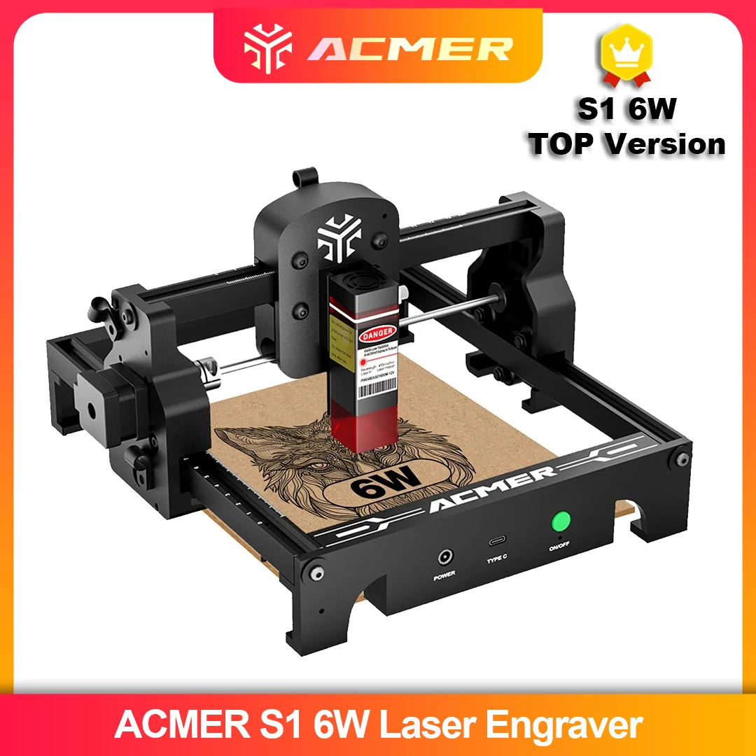 ACMER S1 2.5/3.5/6W Lasergraveerder Machine Draagbare Mini Lasergravure Snijmachine voor Hout Leer Werkgebied 130*130mm