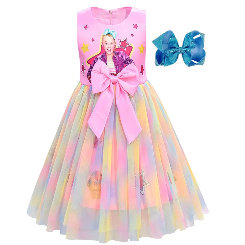 Girls Jojo Siwa cosplay dresses toddler girls christmas Birthday Vestidos clothes baby girl Kleid jojo siwa robe princess dress