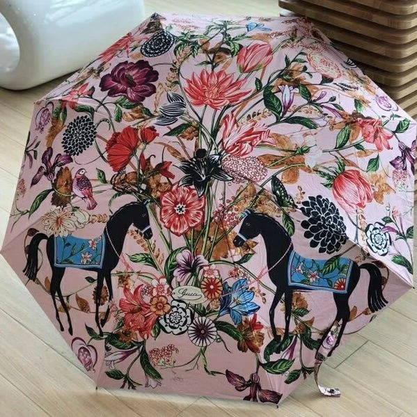 

Two Black Horses Automatic Folding Umbrella Vinyl Sun Protective UV Protection Sun Umbrella Rain and Rain Dual-Use