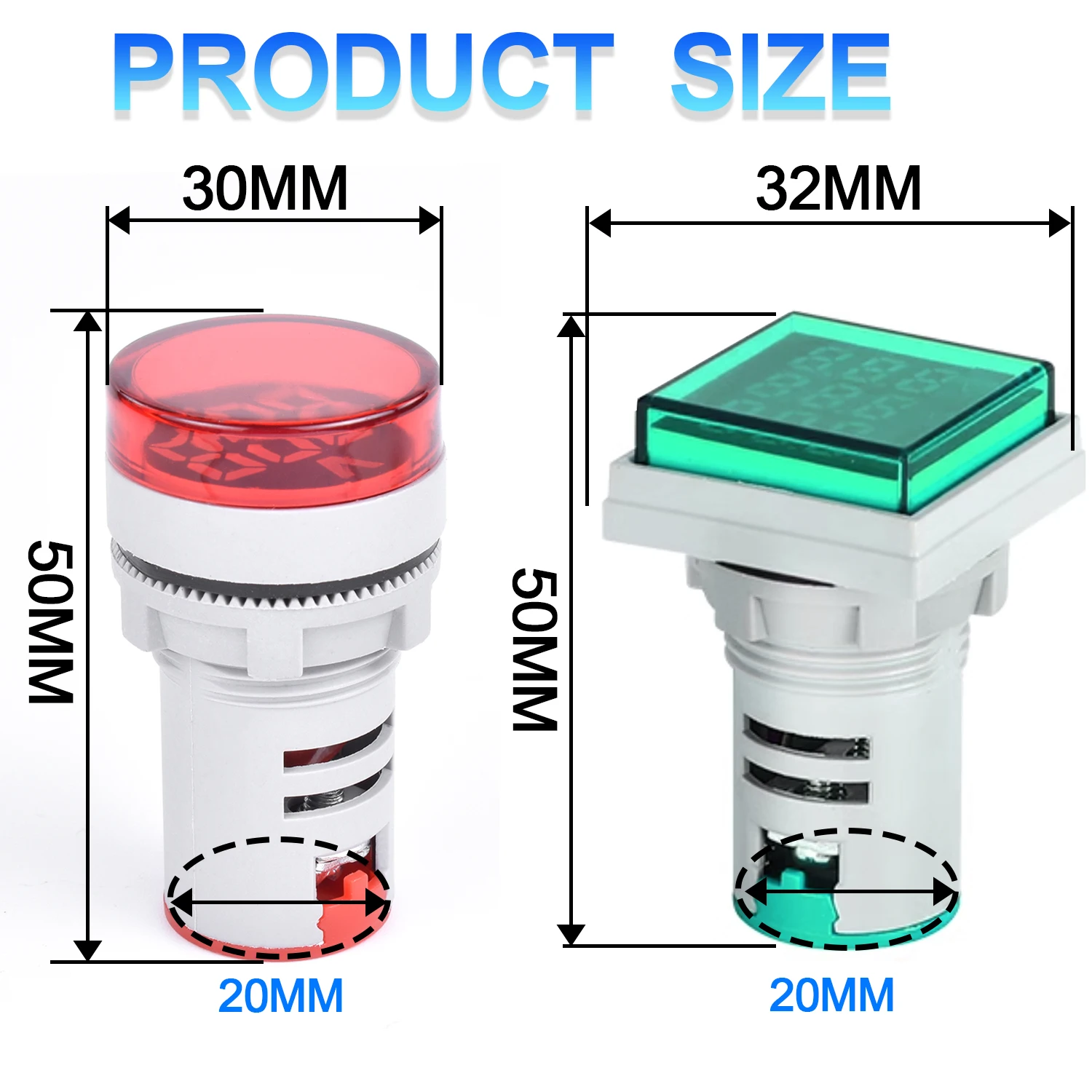 .22MM AD16-22 AC DC 20-500V 100A Voltage/Current Meter LED Digital Display Voltmeter Ammeter VA Indicator Light/Pilot Lamp panel