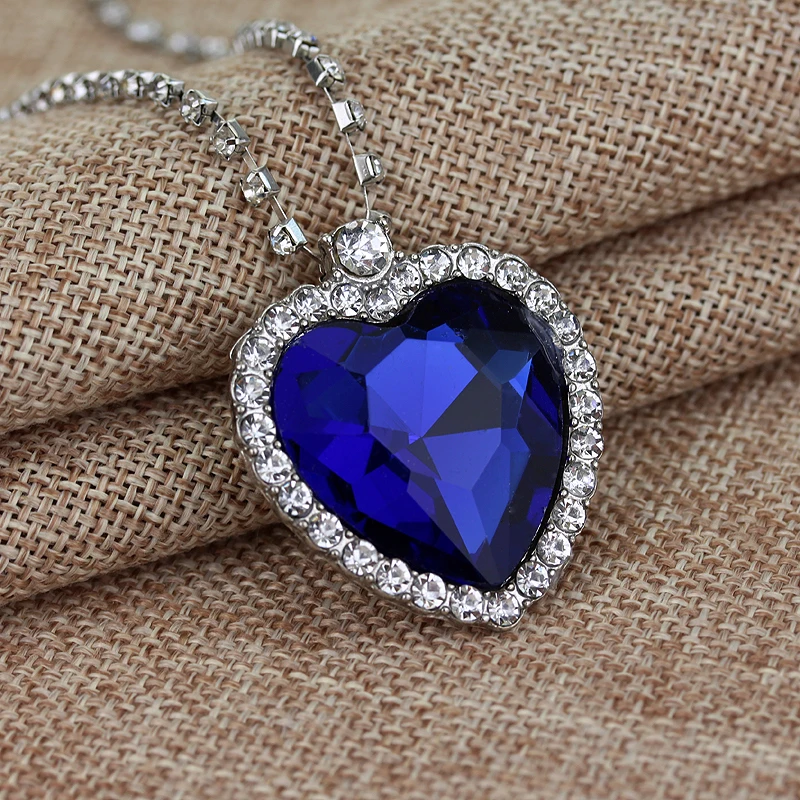 Movie TITANIC Heart Of the Ocean Necklace Love Forever Blue Red Crystal Pendants Necklace Women Wedding Jewelry Gift