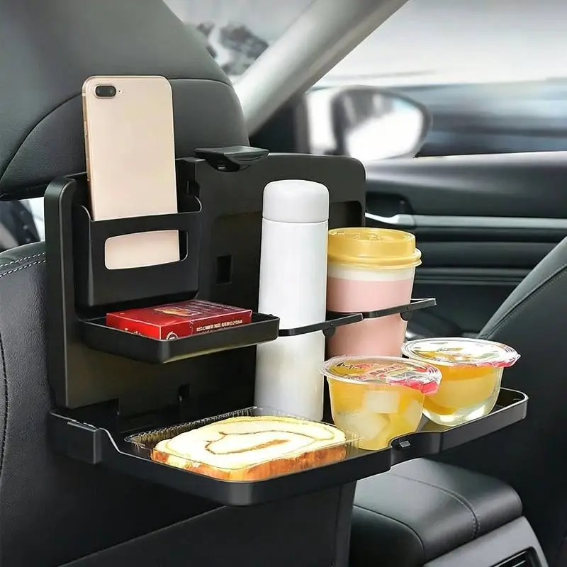 

Universal Folding Car Back Seat Tray with Drink Holder for Snacks on Family Journeys