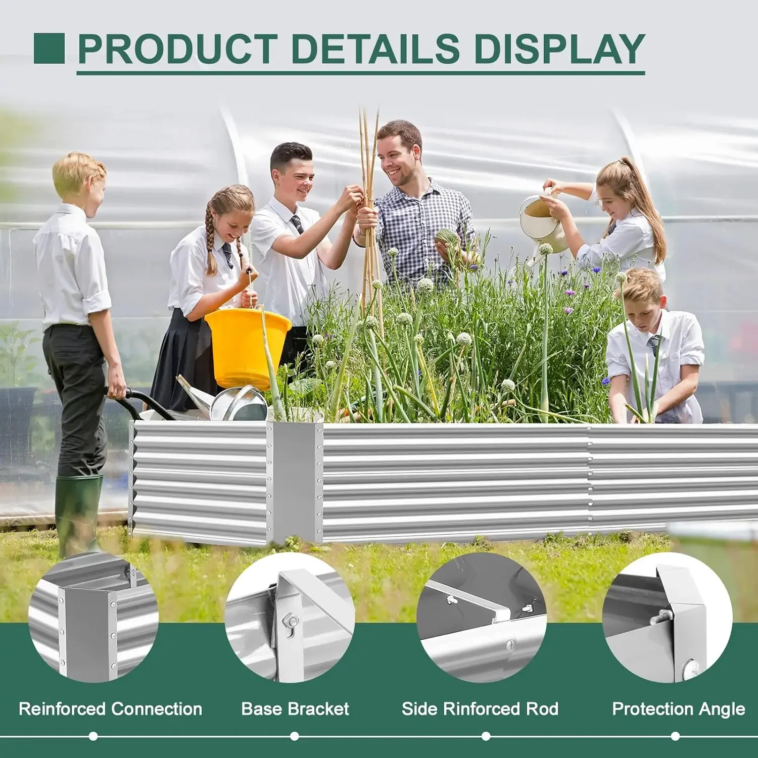 8×4×2 ft Galvanized Raised Garden Bed Kit, Galvanized Planter Raised Garden Boxes Outdoor, Garden Beds for Vegetables.