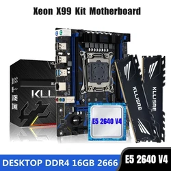 Kllisre X99 Juego combinado de placa base LGA 2011-3 Xeon E5 2640 V4 CPU DDR4 16GB (2PCS 8G) 2666MHz Memoria de escritorio