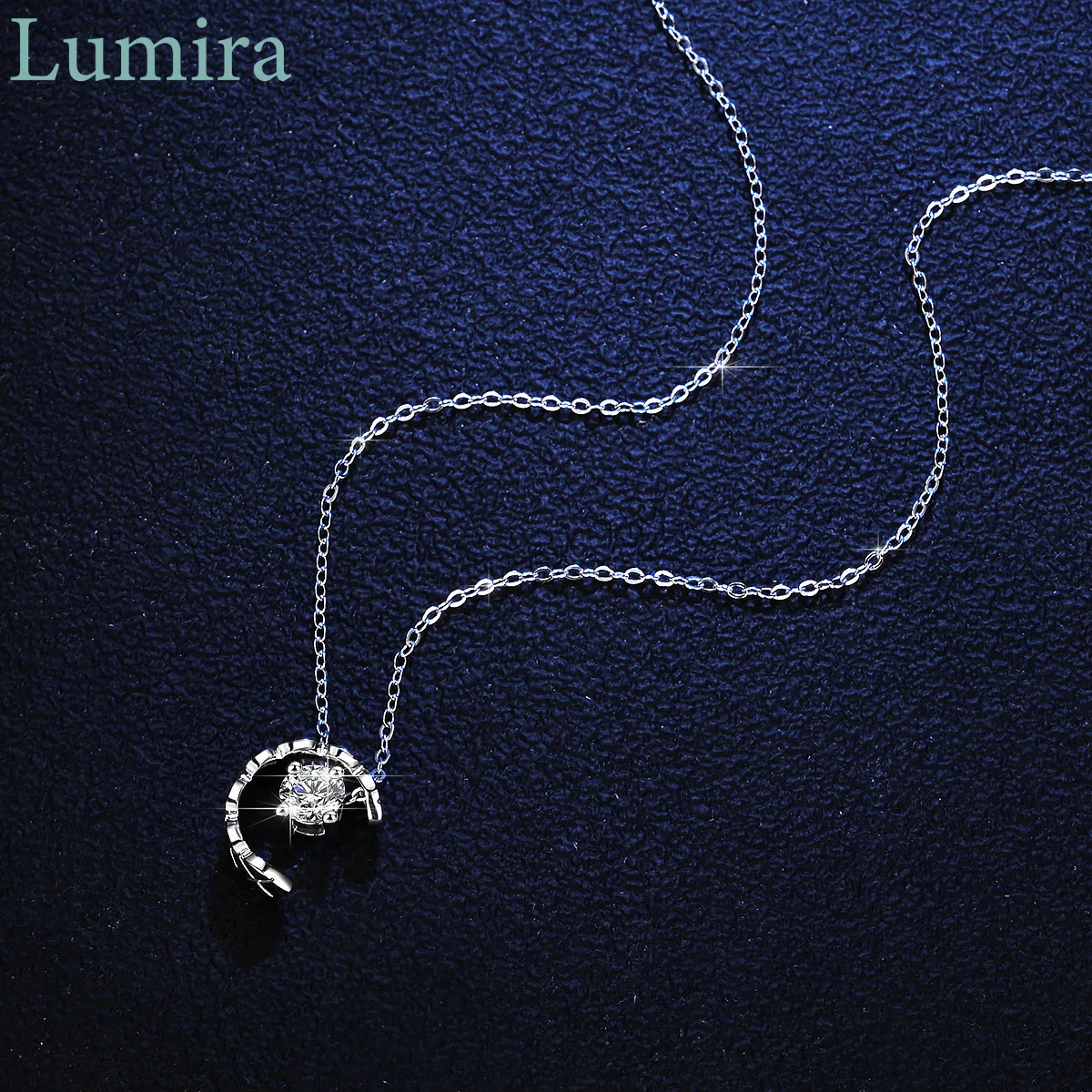 

Lumira Classic Moon Pendant Platinum PT950 Jewelry 0.5 Carat Moissanite Necklace Pendant for Women Daily Wear Stylish