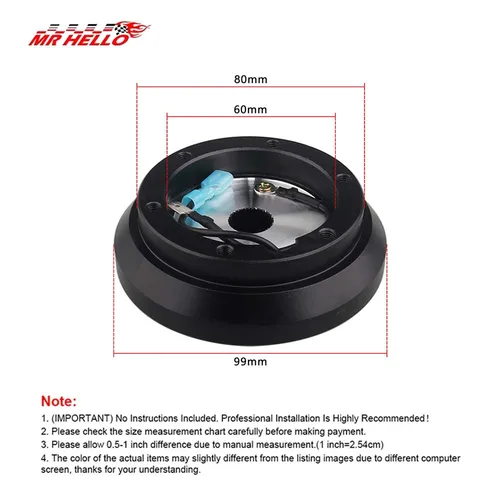 Imagen 2 del producto Adaptador de cubo corto para volante 100H, para Eclipse Subaru Impreza WRX, Mitsubishi Eclipse Lancer Galant 3000GT