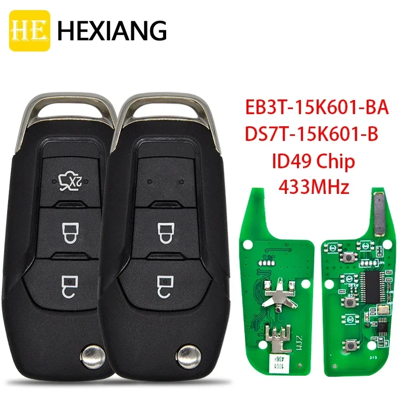 

HE Xiang Car Remote Control Key For Ford Ranger F150 KA Mondeo Glaxy S-Max ID49 433MHz Replacement Flip HU101 Blade