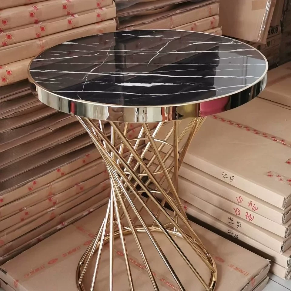 Crystal high-gloss board coffee table, luxury desktop small round table
