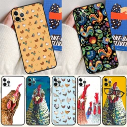 Chicken Hen Rooster Cover Case For iPhone 16 15 14 13 12 11 Pro Max XS XR X 12 13 Mini 16 15 Plus Fundas