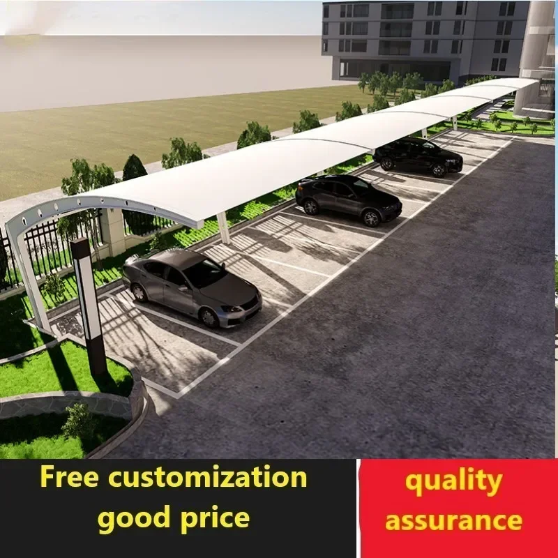 Parking space membrane structure steel frame carport landscape sunshade canopy electric car tension film car hood