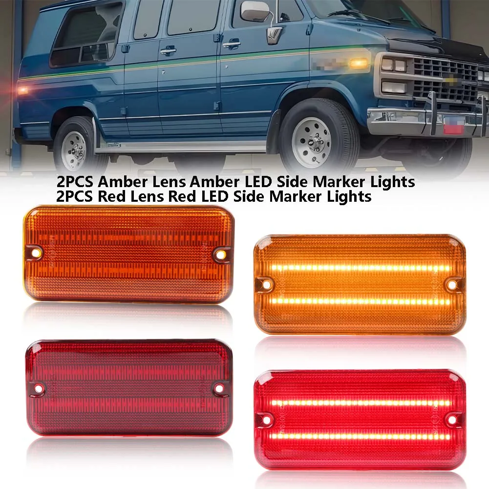Voor/Achter Zijmarkeringslichten Richtingaanwijzers met LED Voor 1985-1995 Chevrolet G10 G20 G30 P20 P30 GMC G1500 G2500 G3500 P2500 P3500