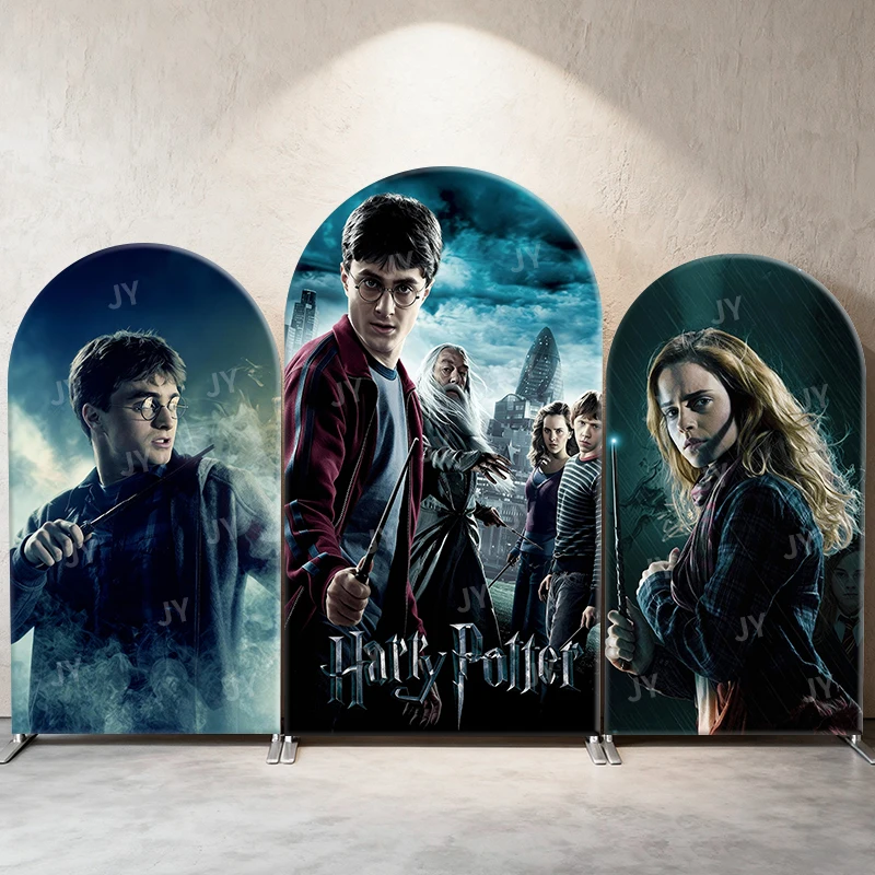 

Harry Potter Trio & Dumbledore Theme Arch Backdrop Cover Movie Scene For Kids Birthday Baby Shower Photo Booth Decor Background