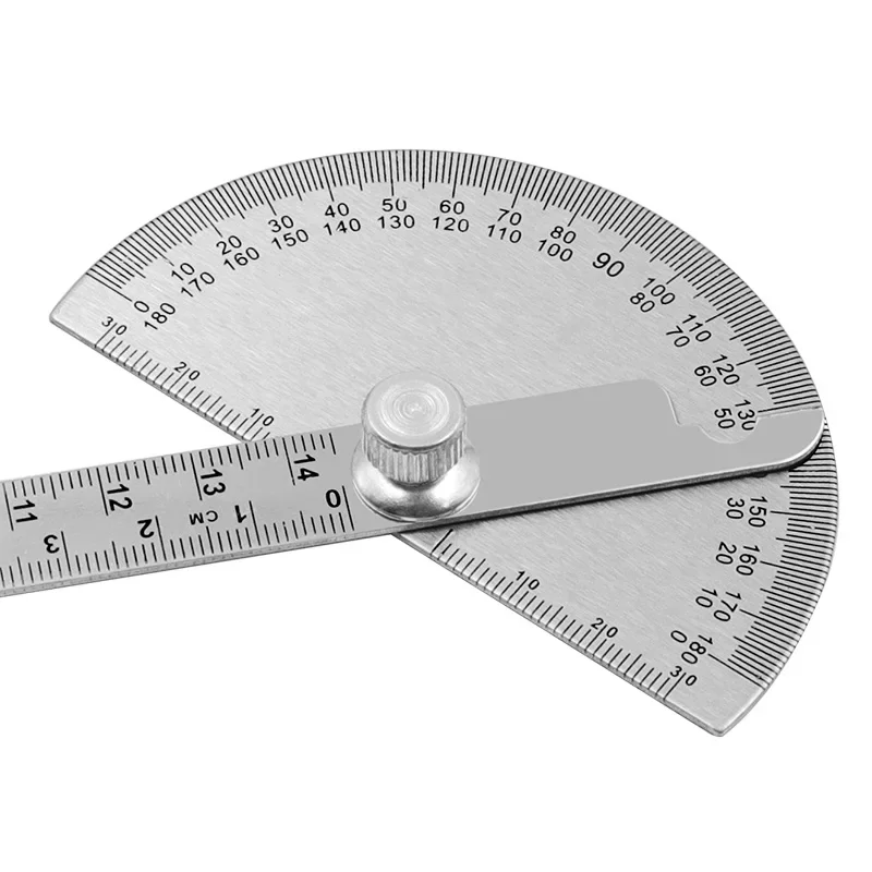 1PC Stainless Steel 180 Protractor Angle Meter Measuring Ruler Rotary Mechanic Tool Ruler Protractor 145mm