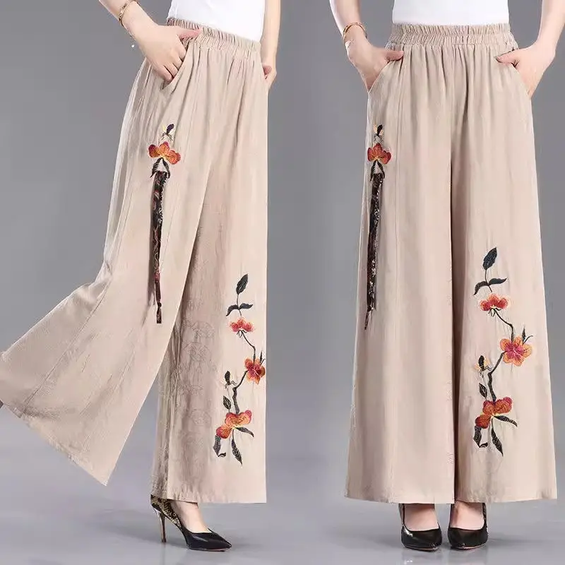 

Повседневные брюки большого размера, женские летние 2021, широкие шаровары с высокой талией, свободные тонкие укороченные брюки