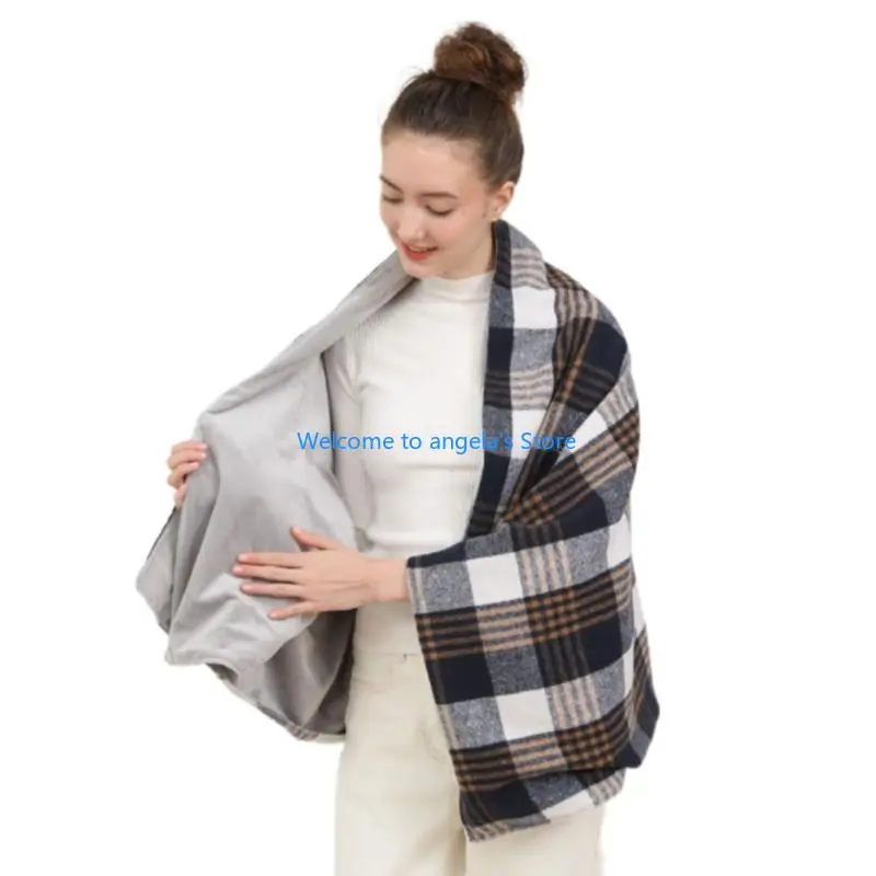 X4YC شال تسخين خفيف الوزن يعمل بمنفذ USB لوحة التدفئة 3-Gear وشاح قابل للتعديل الدفء منديل Capelet للاستخدام المنزلي للسيارة #4