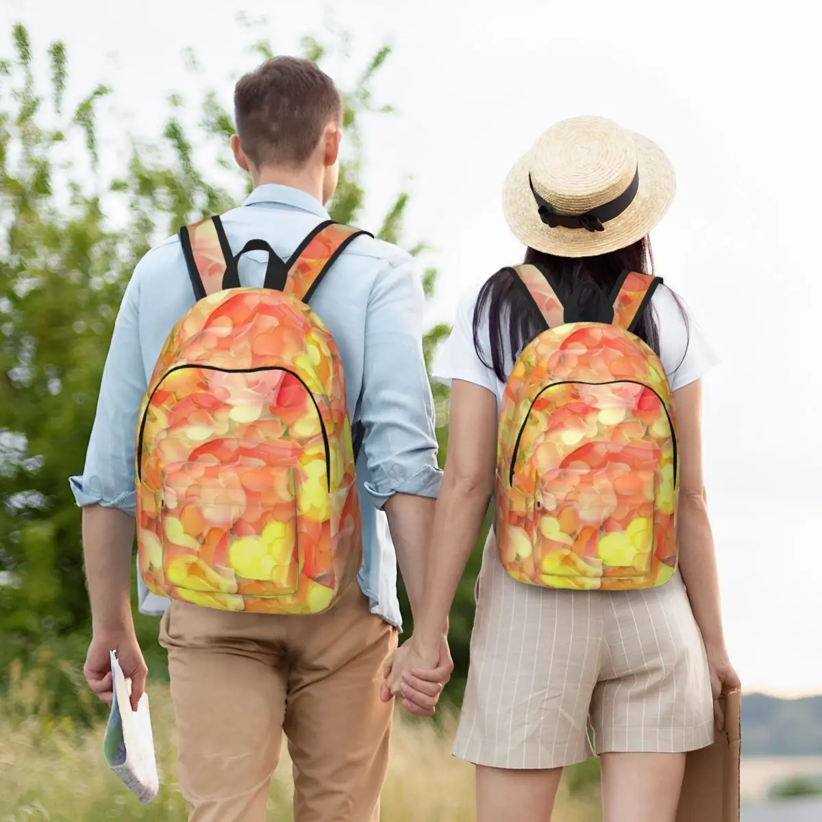 

Flowery Hearts Backpack Student Boys Girls BookBag Kids School Bag Computer Shoulder Bags for Men Women