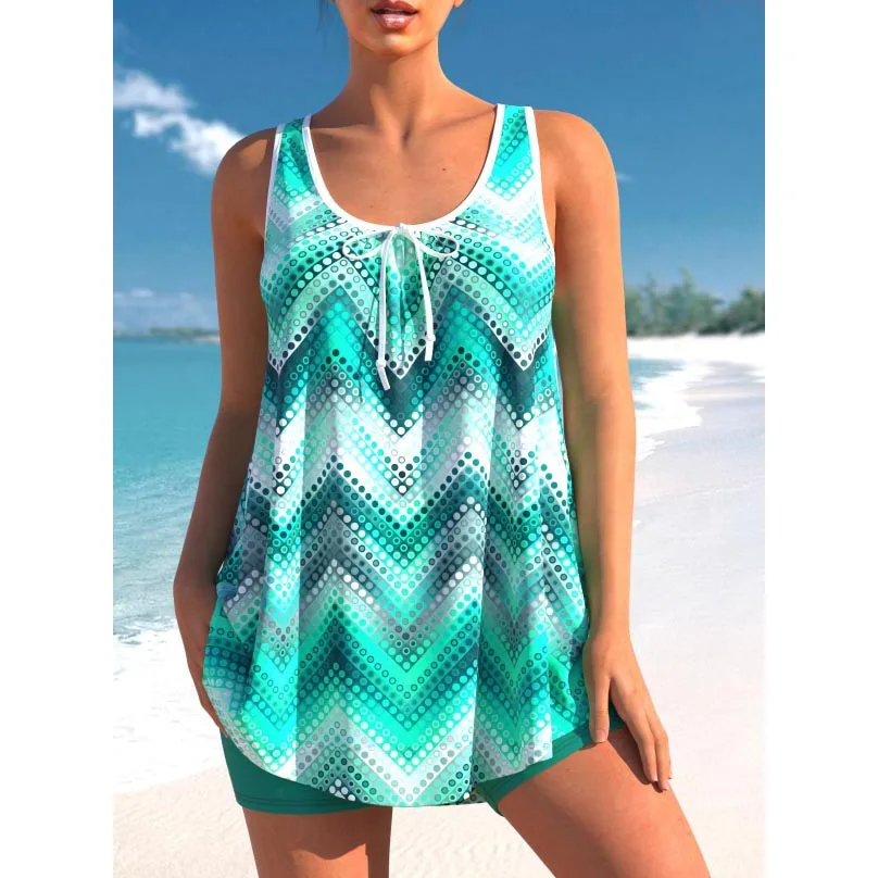 Maillot de bain deux pièces imprimé pour femme, Tankini régulier, nouveau design, ensemble bikini, vêtements de plage, été, 2023