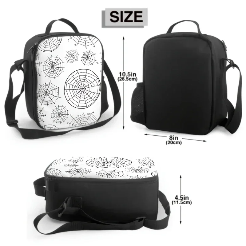 Halloween Spiderweb Lunch Box Women Lunch Bag with Water Bottle Holder Kids Cooler Bag Insulated Lunchbox for Boys and Girls