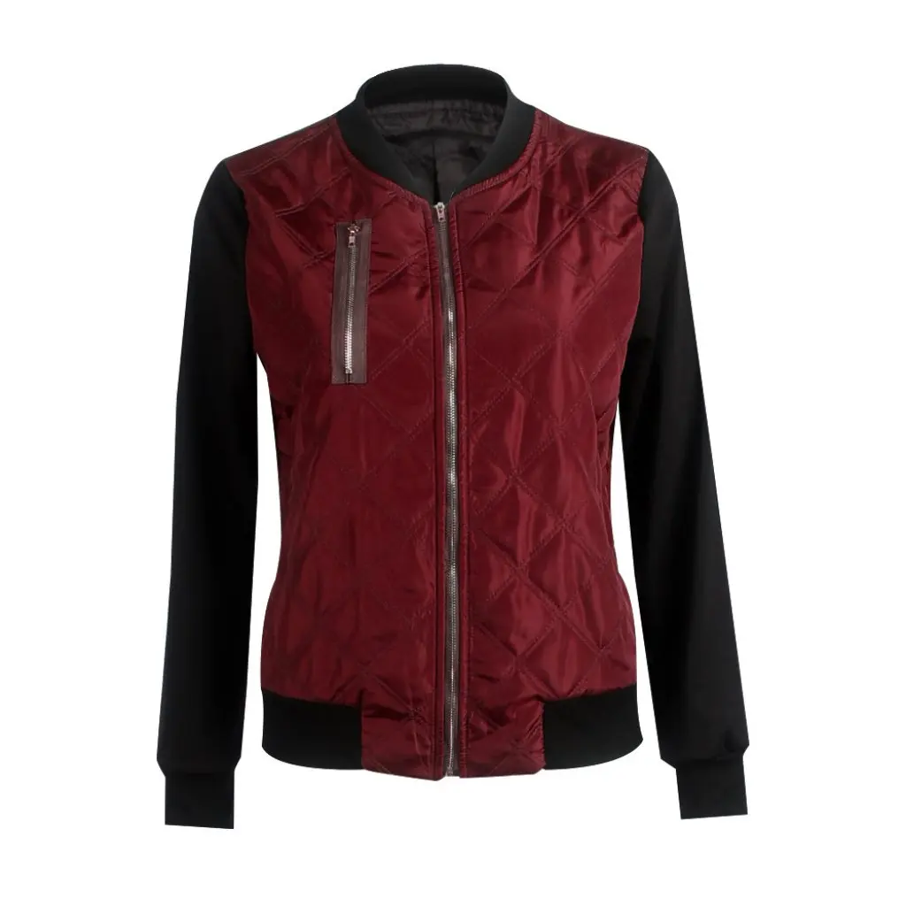 

Women's Solid Color Zipper Clip Cotton Jacket Autumn Winter Fashion Coat