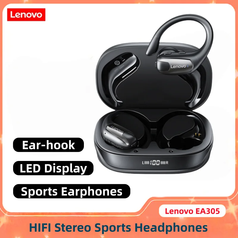 Lenovo EA305 OWS Bluetooth Wireless Earphones 14.2mm Driver,LED Digital Display,Panoramic Sound,Open Ear Ear Hook Headset